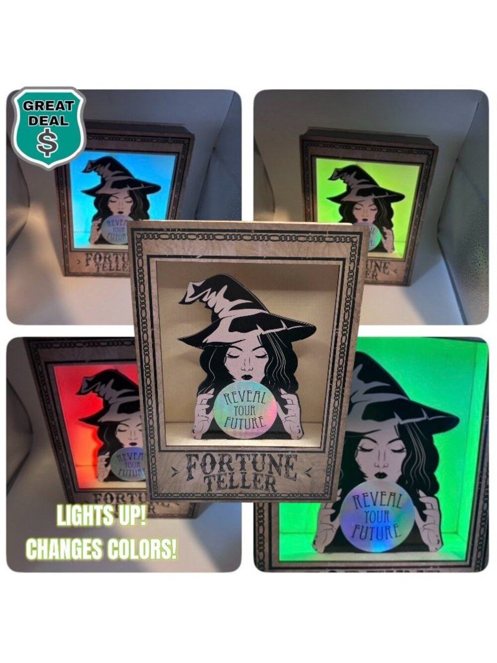Light-Up 8” Fortune Teller Tabletop Prop Halloween Decor. Battery Operated. NEW!